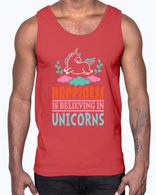 happiness is believing in unicorns 152#- unicorn- Cotton Tank