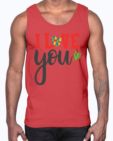 i love you Style 23#- autism- Cotton Tank