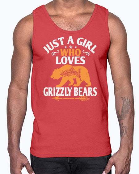 just a girl who loves grizzly bears 159#- bears - animals- Cotton Tank