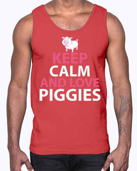 keep calm and love piggies Style 47#- pig- Cotton Tank