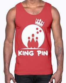 king pin bowling couples 712#- bowling- Cotton Tank