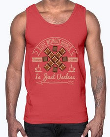 life without books chocolate coffee is just useless 318#- chocolate- Cotton Tank