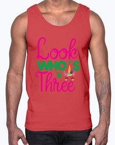 look whos three 266#- unicorn- Cotton Tank