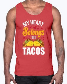 my heart belongs to tacos 1423#- tacos- Cotton Tank