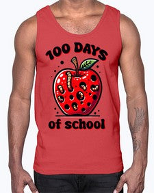 one hundred Days of School Apple 572#- one hundred days- Cotton Tank
