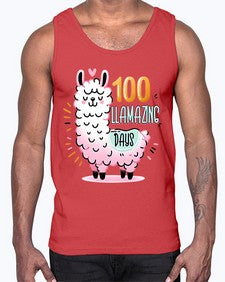one hundredth Day of School Llama 599#- one hundred days- Cotton Tank