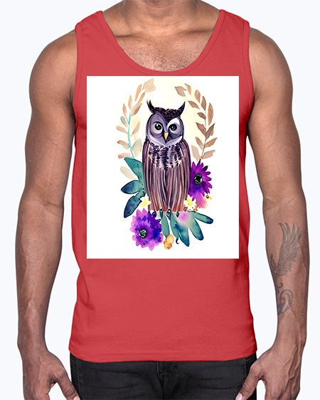 owl 17#- owl- Cotton Tank