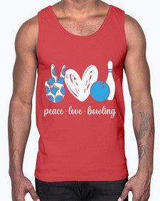 peace love bowling bowling 790#- bowling- Cotton Tank