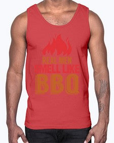real men smell like bbq 373#- bbq- Cotton Tank