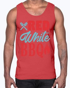 red white bbq 374#- bbq- Cotton Tank