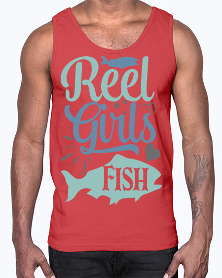 reel girls fish 92#- shark-fish- Cotton Tank
