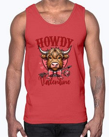 retro vintage howdy valentine bow 1016#- western- Cotton Tank