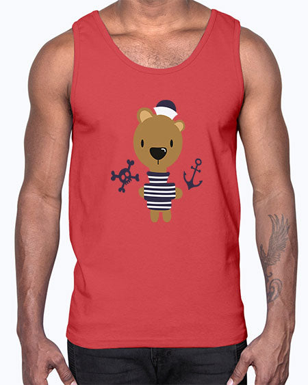 sailor little bear 243#- bears - animals- Cotton Tank