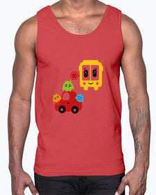 school bus and little monsters 792#- general school- Cotton Tank