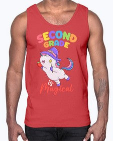 second Grade is Magical Unicorn 821#- second grade- Cotton Tank