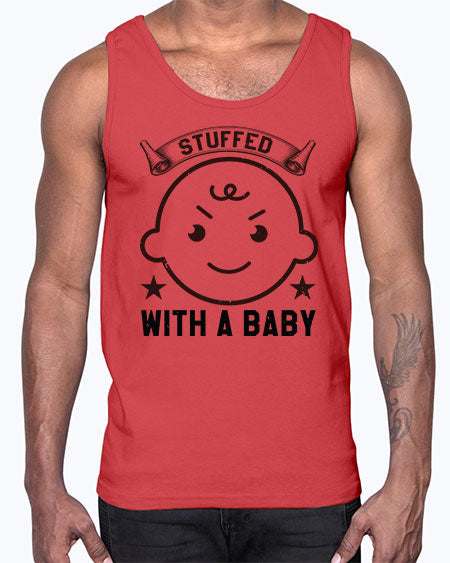 stuffed with a baby Style 210#- baby shower- Cotton Tank