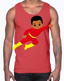 super kid 4#- black boys or men- Cotton Tank