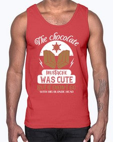 the chocolate mustache was cute but it didnt go with his blonde head 415#- chocolate- Cotton Tank