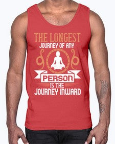 the longest journey of any person is the journey inward  550#- yoga- Cotton Tank