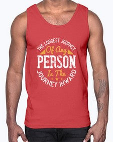 the longest journey of any person is the journey inward  551#- yoga- Cotton Tank
