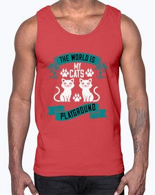 the world is my cats playground Style 119#- cats- Cotton Tank