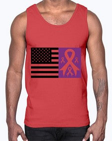 usa flag with alzheimers cancer 219#- alzheimers- Cotton Tank