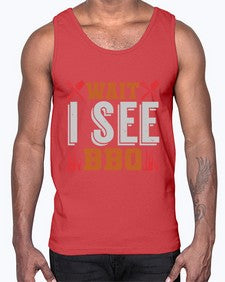 wait i see bbq 457#- bbq- Cotton Tank