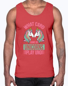what card game do unicorns play uno 548#- unicorn- Cotton Tank