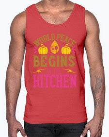 world peace begins in the kitchen 496#- vegan- Cotton Tank