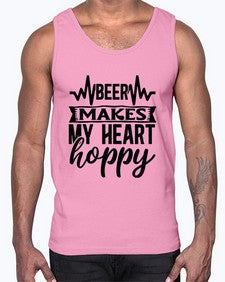 Beer Makes My Heart Hoppy 254#- funny- Cotton Tank