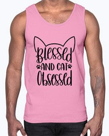 Blessed And Cat Obsessed Style 79#- cats- Cotton Tank