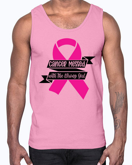 Cancer Messed with the Wrong Girl 30#- breast cancer- Cotton Tank