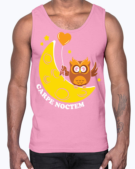 Carpe Noctem Moon Stars Owl A TurtleRabbit 1#- owl- Cotton Tank