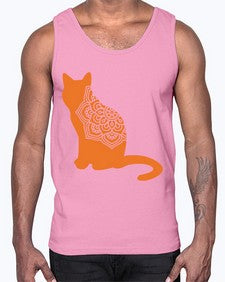 CatMandala 324#- mandala- Cotton Tank