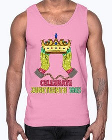 Celebrate Juneteenth 1865 Crown Designs 2#- black juneteenth- Cotton Tank