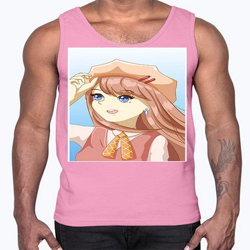 Cute beautiful and funny girl with hat 66#- anime- Cotton Tank