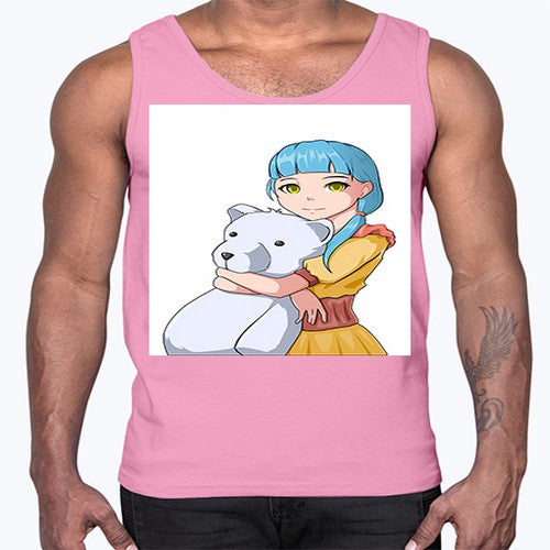 Cute girl with bear doll 26#- anime- Cotton Tank