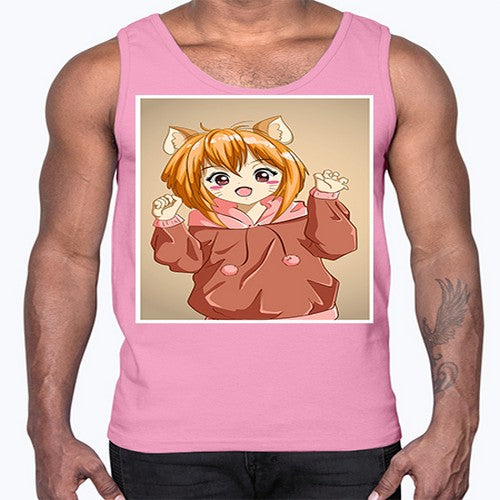 Cute little girl with accessories cat cartoon 170#- anime- Cotton Tank