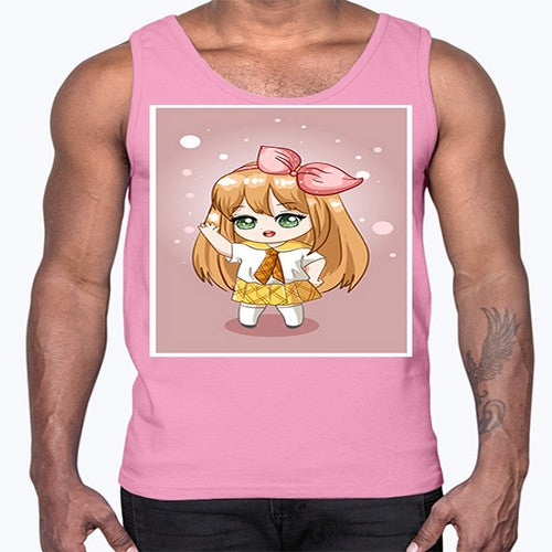 Cute little girl yellow hair wearing uniform 130#- anime- Cotton Tank