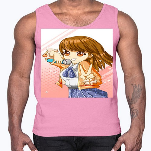 Cute teenage student girl singing song 47#- anime- Cotton Tank