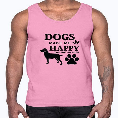 Dogs Make Me Happy Style 44#- dogs- Cotton Tank