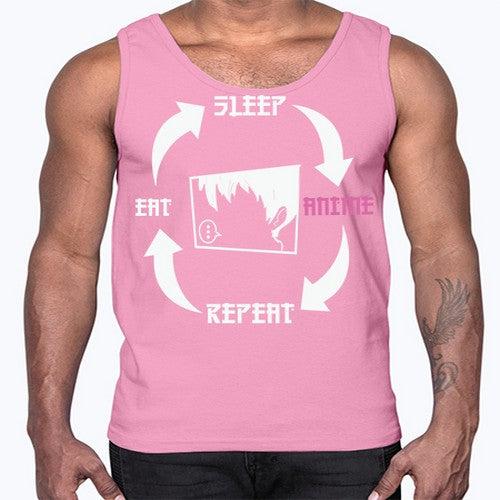 Eat Sleep Anime Repeat Anime Anime 226#- anime- Cotton Tank