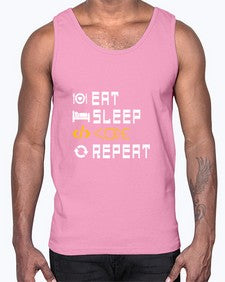 Eat sleep code repeat 49#- computer- Cotton Tank