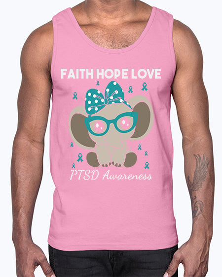 Elephant I Have PTSD Awareness 25#- PTSD- Cotton Tank