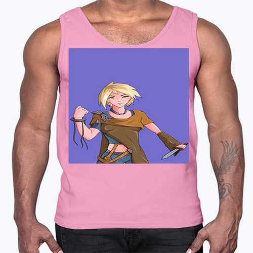 Girl hold knife 12#- anime- Cotton Tank