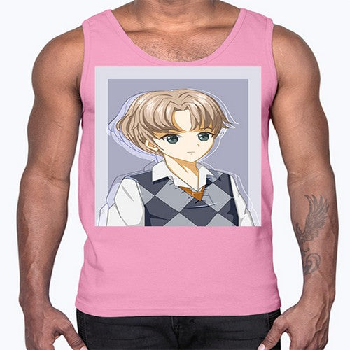 Handsome and cool boy with uniform 34#- anime- Cotton Tank