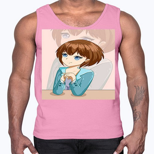 Happy beautiful and elegant girl brown hair 36#- anime- Cotton Tank
