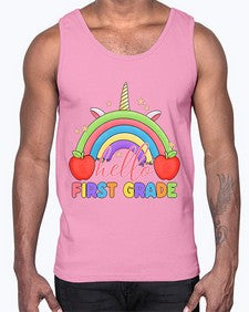 Hello first Grade Unicorn Rainbow 281#- first grade- Cotton Tank