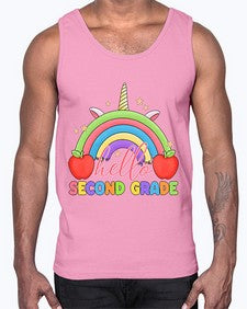 Hello second Grade Unicorn Rainbow 331#- second grade- Cotton Tank