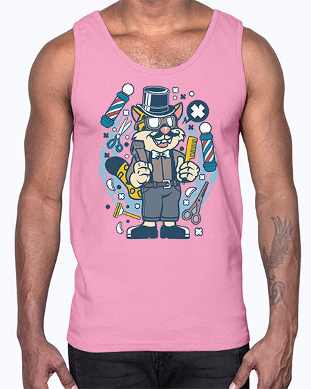 Hipster Barber Leopard836#- barber- Cotton Tank